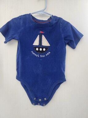 Blue Sailboat Baby One-Piece Bodysuit - Mommy's First Mate